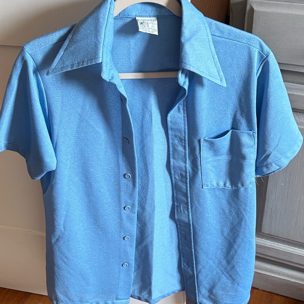 Vintage Kmart Blue short sleeve button up shirt Made in the USA